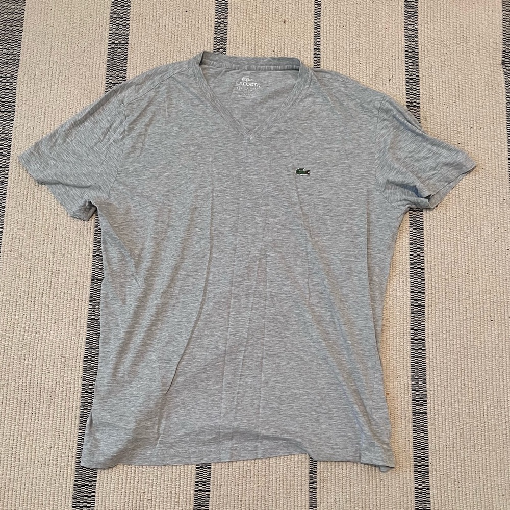 Lacoste Men's Gray V-Neck T-Shirt